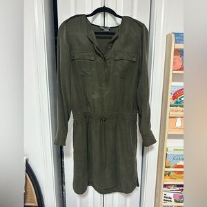 Vince Dark Green Long Sleeve Dress